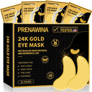 30 pairs of 24K Gold Under Eye Patches for dark circles and puffiness treatment.
