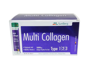 Sunberg Collagen Liquid Shots - 10000mg Collagen Supplement Type I,II,III Hyaluronic Acid