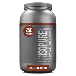 Isopure Dutch Chocolate Whey Isolate Protein Powder with Vitamin C & Zinc for Immune
