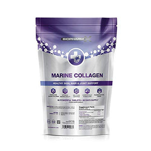Marine Collagen 1000mg Tablets + Vitamin C (2 Month Supply / 60 High Strength Capsules)