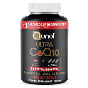 Qunol Ultra CoQ10 100mg Softgels- 3X Better Absorption Coenzyme Q10 Supplements