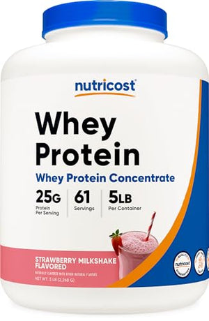 Nutricost Whey Protein Concentrate (Strawberry Milkshake) 5LBS - Gluten Free