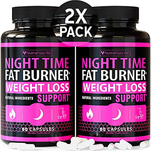 NuttraFaza INC (2 Pack) Night Time Weight Loss Pills for Women Belly Fat Burner