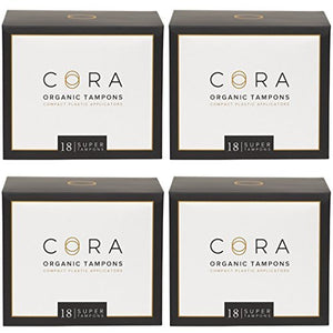 Cora Organic Applicator Tampons | Super Absorbency | 100% Organic Cotton, Unscented, BPA-Free