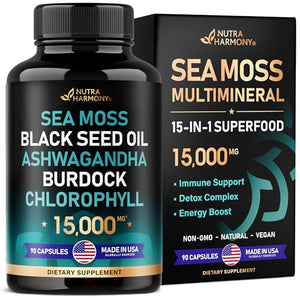 Irish Sea Moss | Black Seed Oil | Ashwagandha | Burdock | Chlorophyll | Supergreens