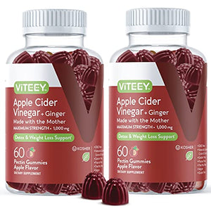 Apple Cider Vinegar Gummies 1,000mg Plus Ginger, ACV with The Mother, Detox Cleanse
