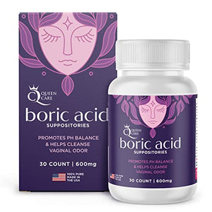Queen Care - Boric Acid Suppositories, Boric Acid Suppositories for Feminine Care, Safe & All-Natural pH