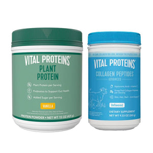 Vital Proteins Collagen Peptides Powder, 9.33 oz Unflavored + 15 oz Vanilla Plant Protein