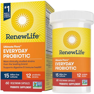 Renew Life Everyday Probiotic Capsules, Daily Supplement Supports Urinary, Digestive