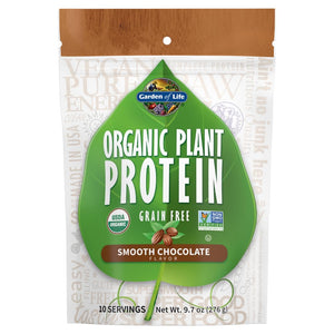 Garden of Life Organic Plant Protein Smooth Chocolate Powder, 10 Servings - Vegan, Grain