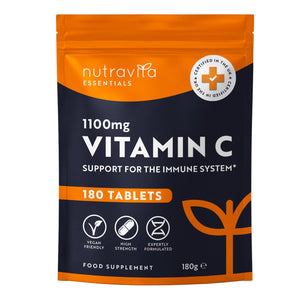 Vitamin C Tablets 1100mg – 180 Premium Vegan and Vegetarian Tablets – 3 Month Supply