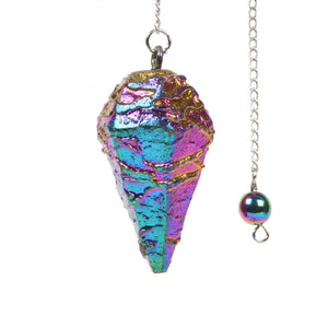 JUSTINSTONES Metallic Rainbow Coated Dragon Blood Fossil Gemstone Rock Crystal Hexagonal