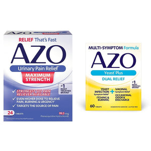 AZO Urinary Pain Relief Maximum Strength (24 Count) Fast Relief of UTI Pain, Burning & Urgency Yeast Plus