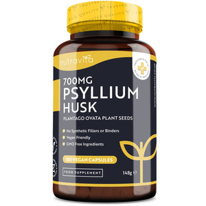 Psyllium Husks Fibre Supplement – 1400mg per Serving – Naturally High in Soluble Fibre