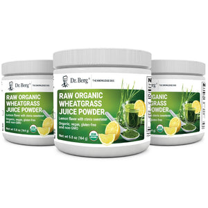 Dr. Berg's Raw Wheatgrass Juice Powder (60 Servings) - USDA Certified Organic