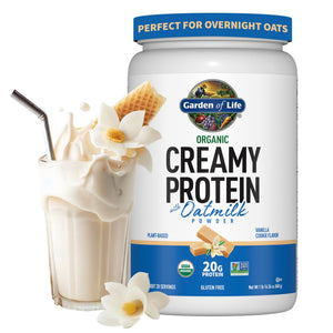 Garden of Life Creamy Vanilla Cookie Protein Powder + Oatmilk 20g Organic Vegan Plant