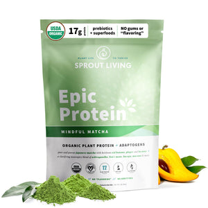 Sprout Living Epic Protein, Plant Based Protein & Superfoods Powder, Mindful Matcha