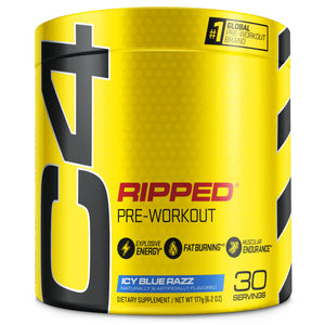 Cellucor C4 Ripped Pre Workout Powder ICY Blue Razz | Creatine Free + Sugar Free