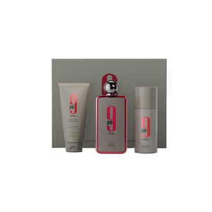 Afnan 9 PM Rebel unisex luxury perfume gift set with eau de parfum deodorant and shower gel