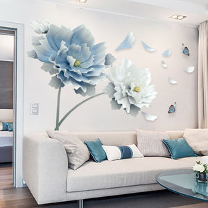 Floral bedroom wall sticker wallpaper removable PVC mural for bedside wall decor