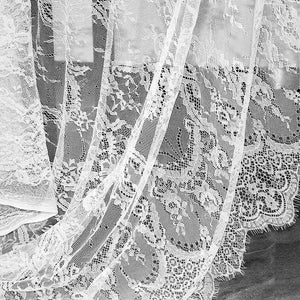 eyelash lace fabric black white embroidered wedding dress lace 1.5x3m