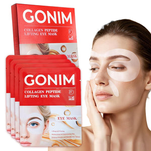GONIM 360° Fit Under Eye Patches with Salmon DNA and Collagen applied under the eyes for a brightened, refreshed look.