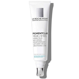 La Roche-Posay Pigmentclar Eye Cream tube with a cooling metal applicator for dark circles.