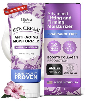 LilyAna Naturals 1.0 oz Pump Bottle Eye Cream for hygienic application and wrinkle repair.
