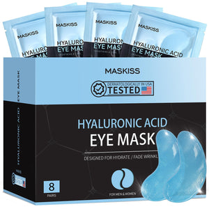 Maskiss 8 Pairs Blue Hyaluronic Acid Under Eye Patches - Small Travel Friendly Sampler Pack