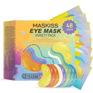 Maskiss 48 Pairs Variety Pack Eye Masks - 8 Different Colors and Formulas for Under Eye Treatment