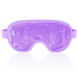 NEWGO reusable cooling gel eye mask purple with soft plush backing for puffy eyes, dark circles, migraine and stress relief