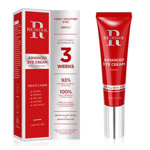 Redcool retinol eye cream with caffeine and hyaluronic acid for dark circles puffiness wrinkles and fine lines