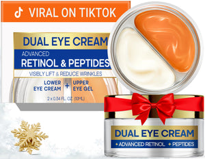 0.68 OZ tube of SKIN ULTIMA Dual Eye Cream featuring Advanced Retinol and Peptides for anti-aging and dark circle treatment.