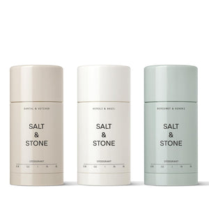 Salt and Stone aluminum free deodorant trio set with 48 hour protection for men and women