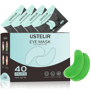 USTELIR 40 Pairs Aloe Vera Under Eye Patches - Cooling Green Gel Masks for Soothing and Hydration