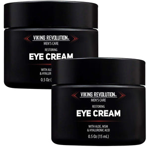 A 2-pack set of Viking Revolution Natural Eye Cream for Men, featuring a rugged design and effective anti-aging formula.