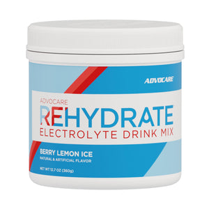 AdvoCare Rehydrate electrolyte drink mix berry lemon ice magnesium potassium calcium hydration recovery sports nutrition supplement