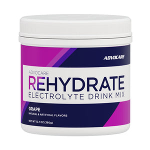 AdvoCare Rehydrate electrolyte drink mix grape magnesium potassium calcium hydration recovery sports nutrition supplement