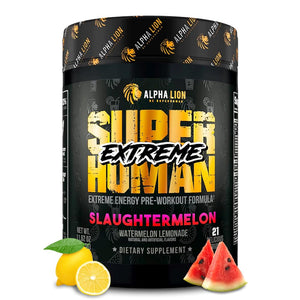 Alpha Lion Superhuman Extreme pre workout high stim caffeine beta alanine taurine citrulline Slaughtermelon 21 servings