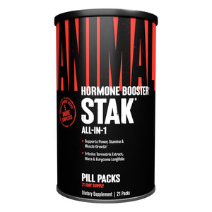 Animal Stak natural testosterone booster supplement for athletes with Tribulus estrogen blockers hormone support 1 month cycle capsules bottle
