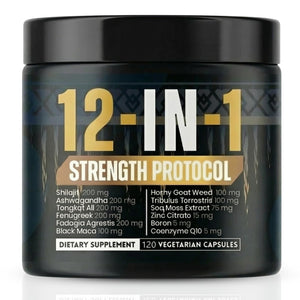 Body C.E.O. 12 in 1 testosterone booster capsules men Shilajit Ashwagandha Tongkat Ali zinc energy strength vitality support 120 capsules bottle