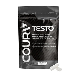 COURA men's testo booster multivitamin capsules Shilajit Zinc Magnesium L-Arginine Citrulline performance support 220 capsules bottle men supplement