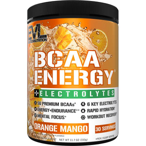EVL BCAAs electrolyte powder orange mango amino acids hydration recovery drink