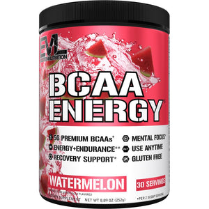 EVL BCAAs energy powder watermelon amino acids caffeine pre workout recovery drink
