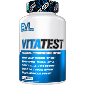 Evlution Nutrition VitaTest tablets men vitamin mineral testosterone support energy bone eye immune health 90 tablets 45 servings bottle