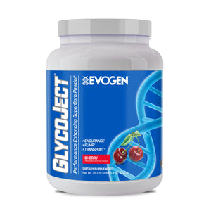 Evogen GlycoJect super carb powder cherry fast absorbing carbohydrate pre post workout endurance supplement 37 servings