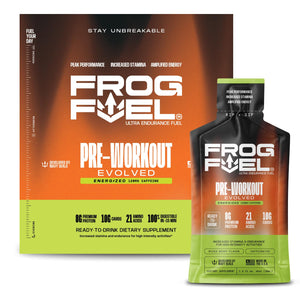 Frog Fuel Ultra energy gel caffeine pre workout shot collagen beta alanine electrolytes berry endurance supplement 24 pack