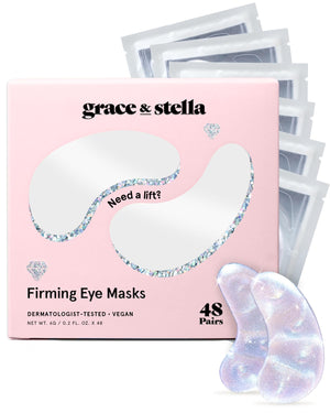 grace & stella Peptide and White Under Eye Patches 48 Pairs - Firming Vegan Gel Masks for Dark Circles and Puffiness