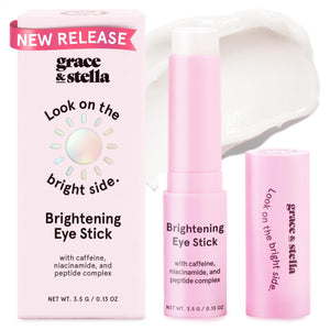 grace & stella Under Eye Brightener Balm Stick for instant eye brightening and depuffing.