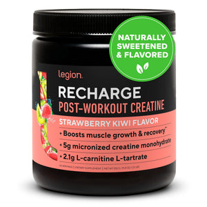 LEGION Recharge post workout creatine monohydrate strawberry kiwi muscle recovery drink strength supplement 60 servings